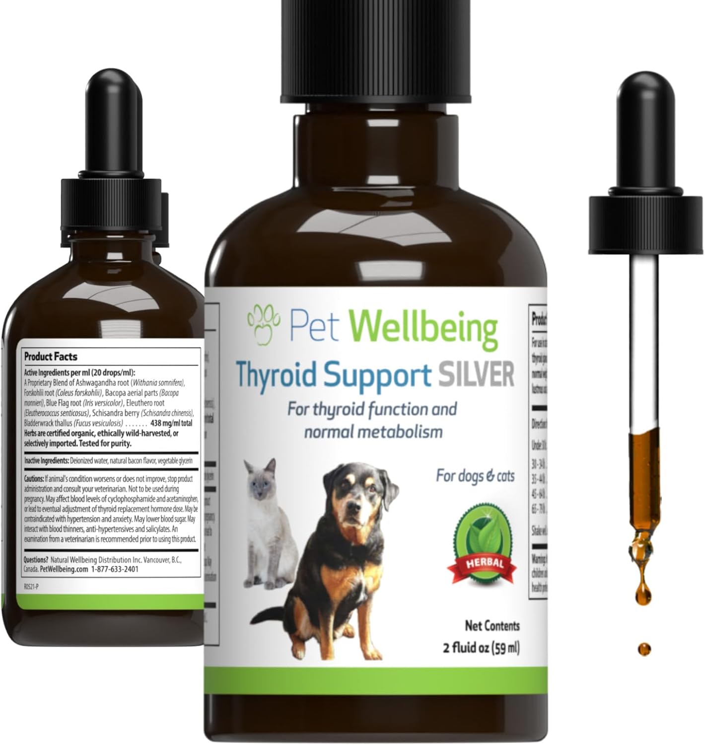 Pet Wellbeing Thyroid Support Silver for Dogs Supports Underactive