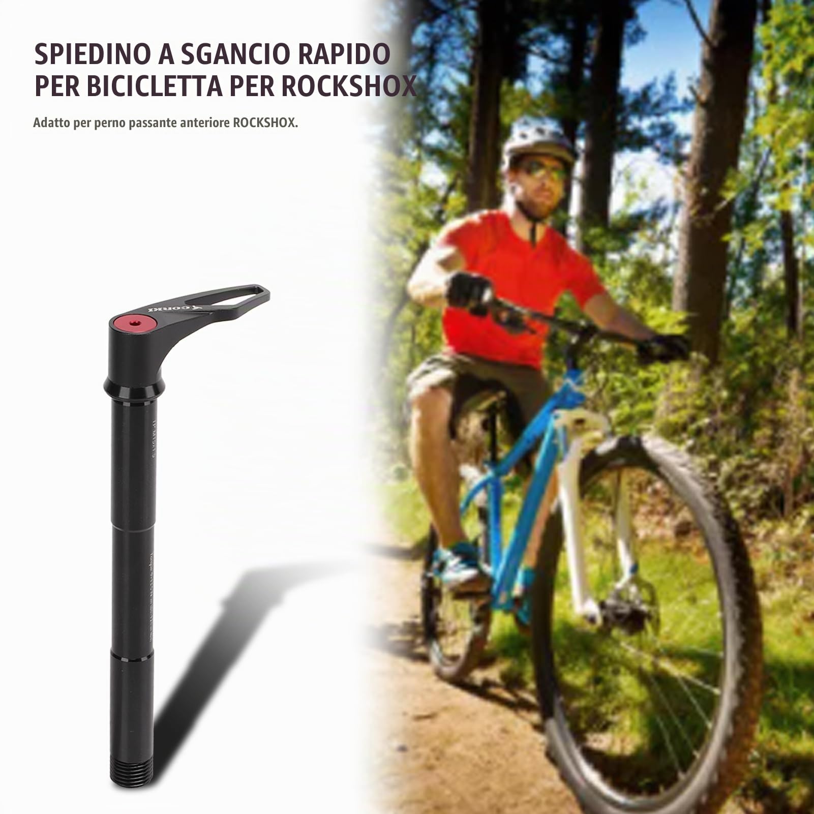 Spiedino Anteriore per Bicicletta, Perno Passante Leggero per Bici a Sgancio Rapido per ROCKSHOX (Lunghezza: 158 mm)