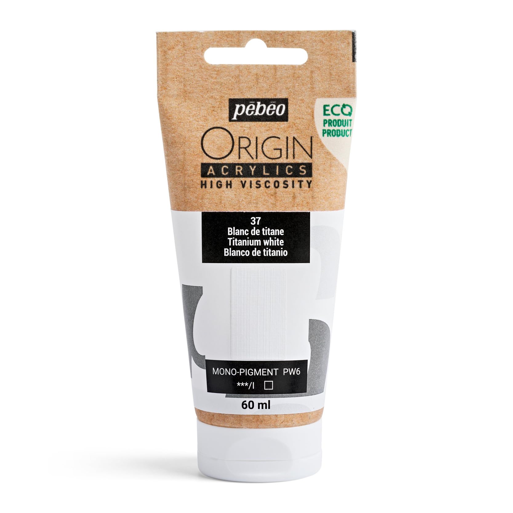 PEBEO - Origin Acrylics 60 ml - Eco-designed Acrylic Paint - High Viscosity - Matt Finish - 100% Recycled Binder - 96% European Raw Materials - Titanium White