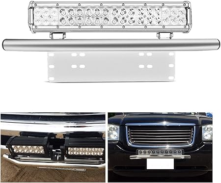 Amazon ライセンスプレート ランプ ライト 用 ブラケット ステー Greenbean ライトバー スタンド 前照灯 作業灯 デッキライト サーチライト ワークライト 取り付けため 4x4 Atv Utv Suv Mpv オフロード車に適用 １個セット 一年保証 シルバー ナンバーカバー