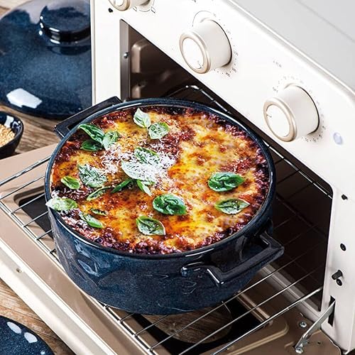 Miniatura 3 de Vicrays Cacerola con tapa – Sartén de cerámica para lasaña profunda de 2 cuartos de galón, platos redondos para hornear cubiertos para horno, plato