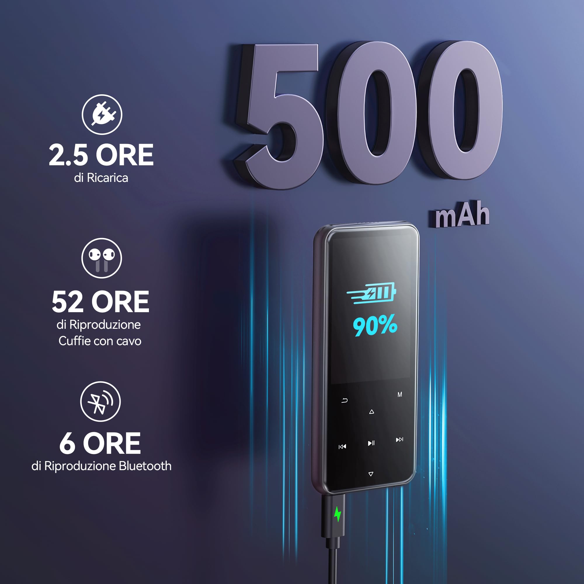AGPTEK Lettore MP3 Bluetooth 5.3, Lettore Musicale da 64 GB in Metallo, Schermo da 2,4", Qualità Sonora HiFi, MP4 con Pulsanti Touch, Altoparlante, Radio FM, Registratore, 60 Ore di Musica - Nero