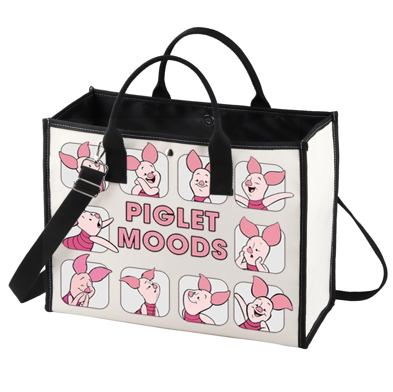 BWWKTOP Funny Piglet Tote Bag Piglet Moods Inspired Gift Piglet Shoulder Bag Piglet Merchandise (Pig Moods BG)