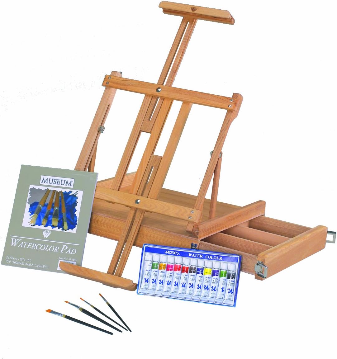 Martin Universal Design Van Dyck Deluxe Studio Kit, Includes 12 Watercolor Paints, 4 Brushes and Pad, 1 Each (63-AB40013), Natural