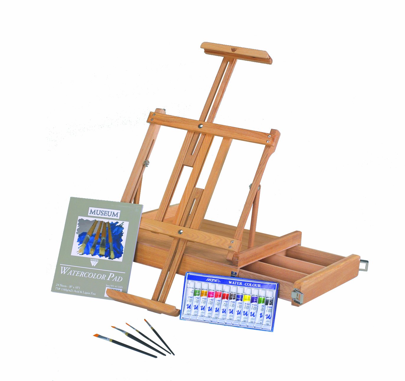 Martin Universal Design Van Dyck Deluxe Studio Kit, Includes 12 Watercolor Paints, 4 Brushes and Pad, 1 Each (63-AB40013), Natural