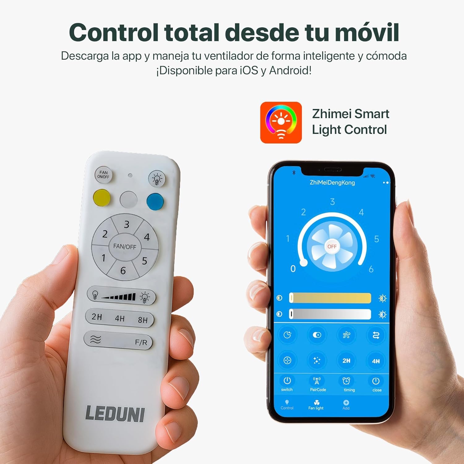 Ventilador con Luz LED 66W + Motor DC 30W, 8280 lm, con mando, Ultra Silencioso con Motor DC, 6 velocidades, aspas retráctiles, 3 temperaturas de luz, función verano-invierno (Blanco Liso)