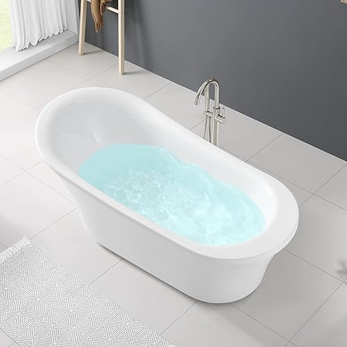 Miniatura 18 de Ove Decors - Tina de remojo en blanco brillante con desagüe cromado y desbordamiento de residuos