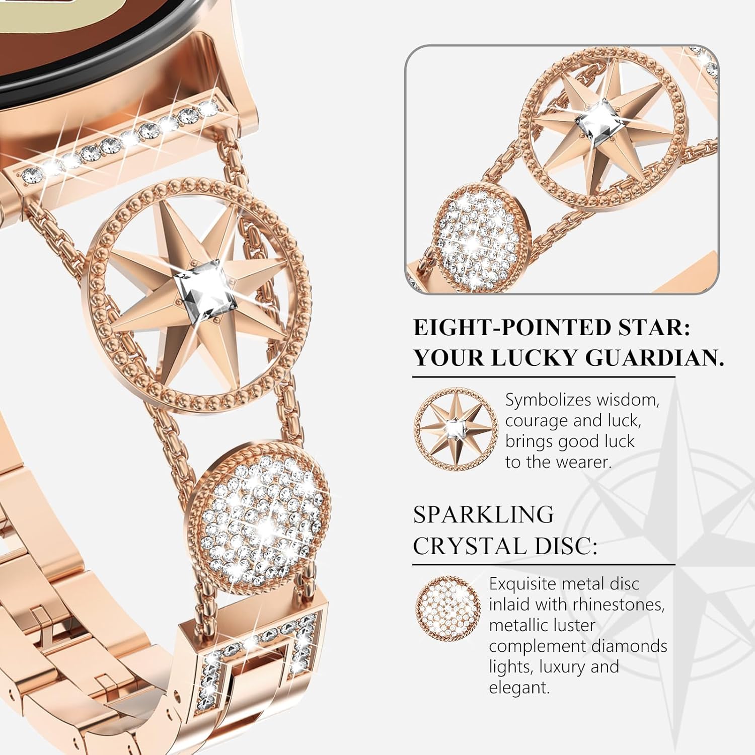 WINGLE for Galaxy Watch 8/8 Classic Band 40/44/46mm Galaxy Watch 7 6 5 4 FE Band 40mm 44mm Samsung Watch 5 Pro Bands 45mm, Women Bling Sparkling Diamond Bands for Watch 6/4 Classic 43mm 47mm 42mm 46mm - Image 3