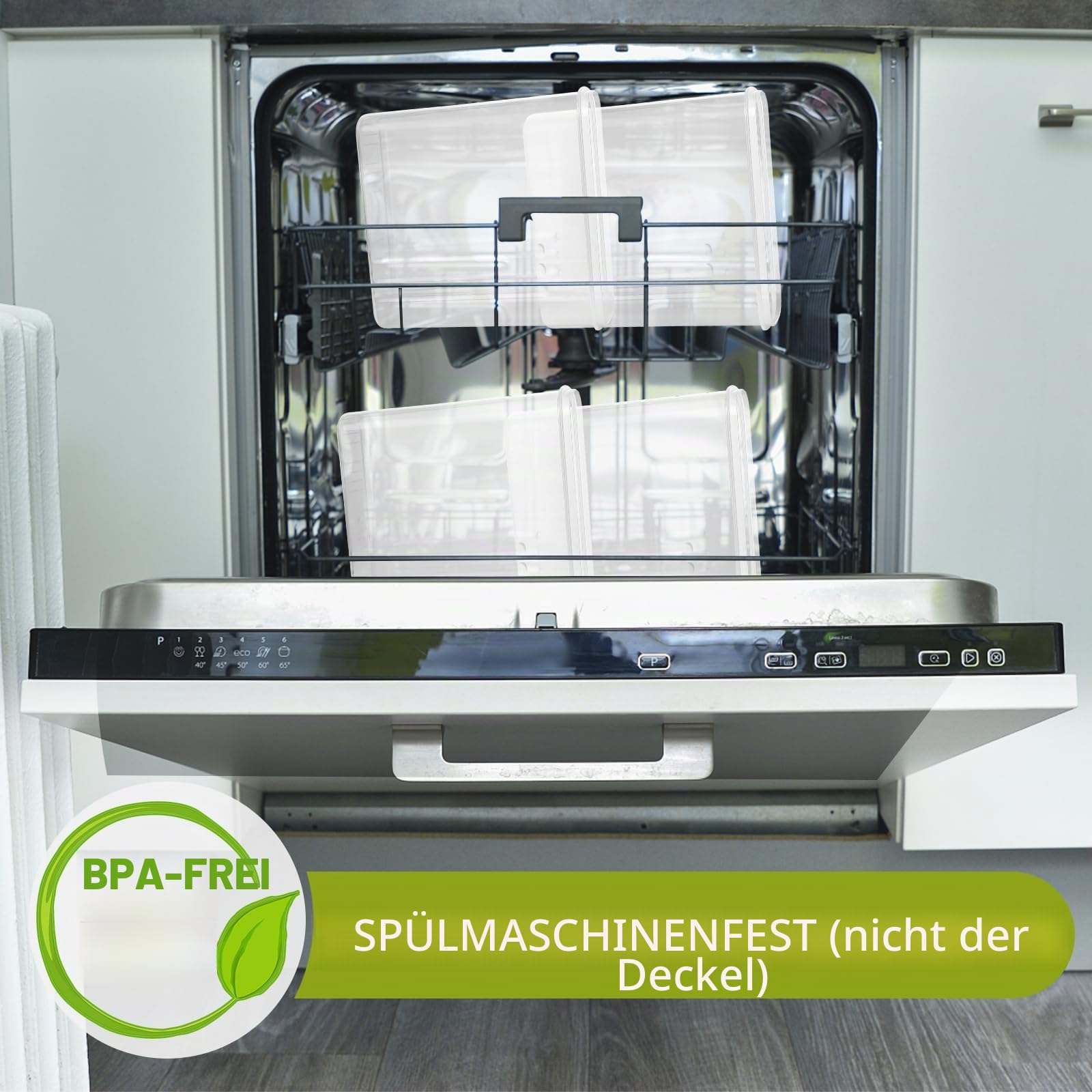 Skroam Müslibehälter, 6 Stück, luftdichte Frischhaltedosen mit Deckel, Kunststoff, Müsli-Spender für Küche und Speisekammer, Organizer und Aufbewahrung, Messbecher und 20 Etiketten