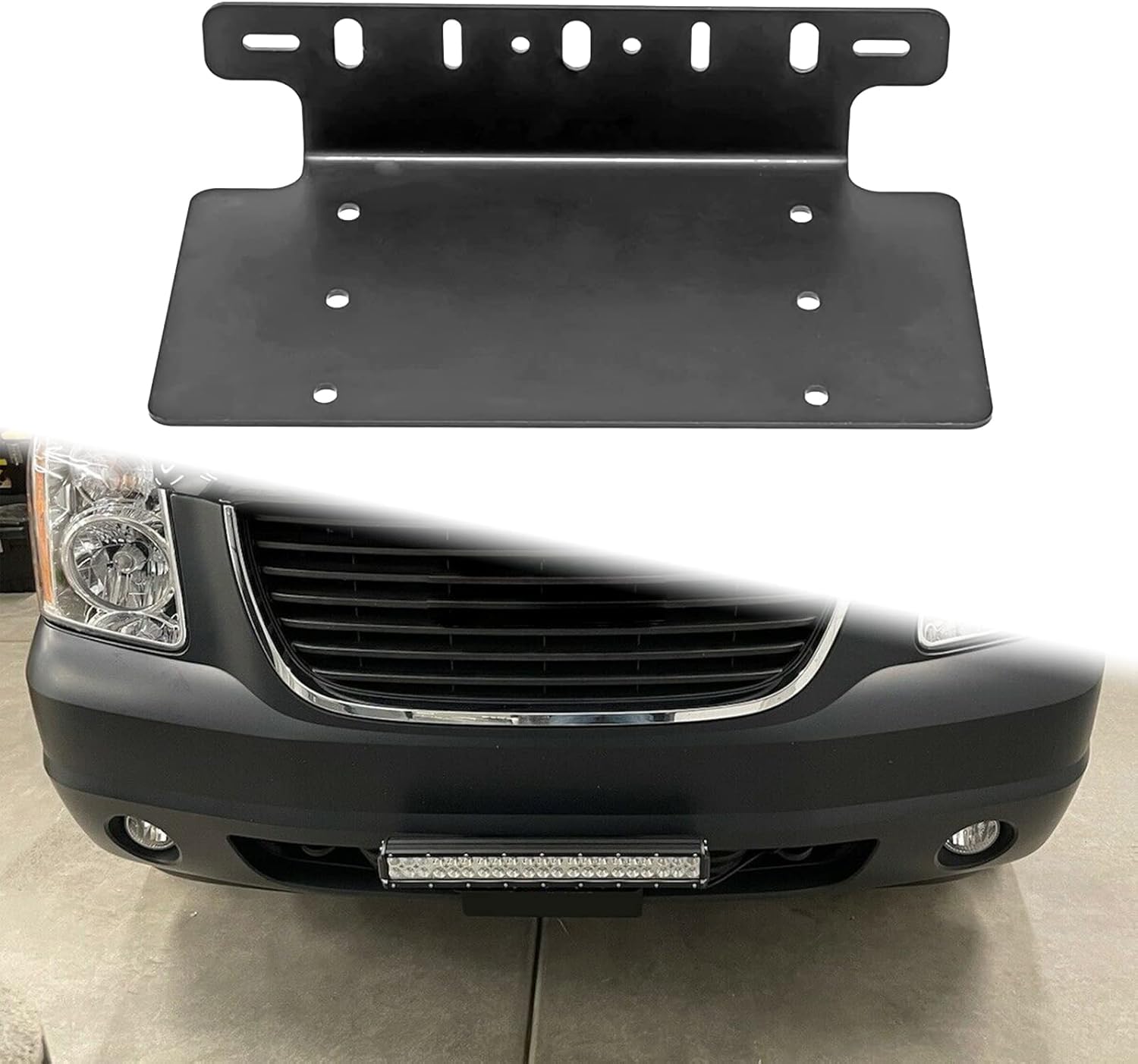 DaSen Compatible with 3” 6" 7" 12" 17" 20" LED Light Bar American Standard 6x12in Front License Plate Mounting Bracket Compatible with Truck SUV 4X4 4WD Off-Road
