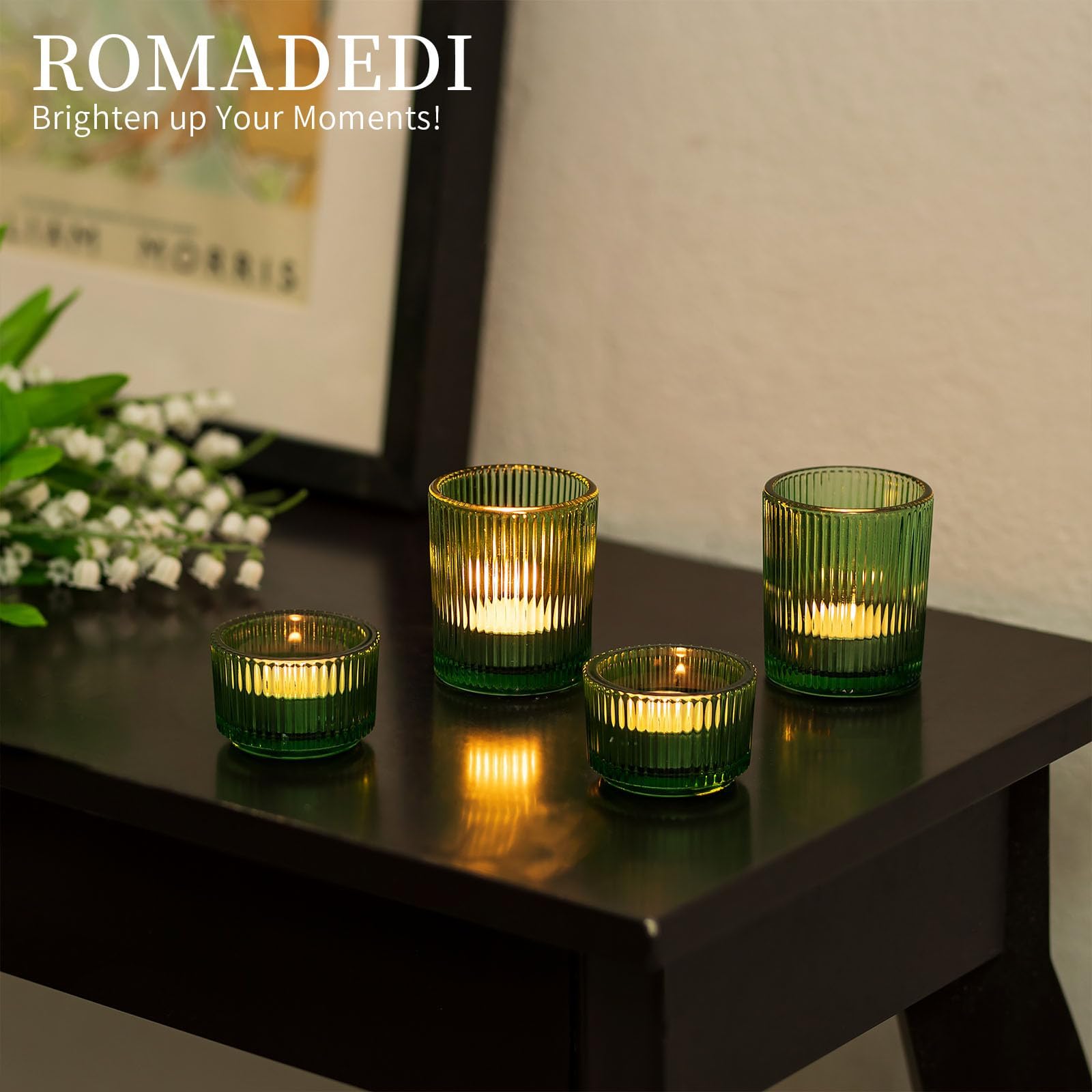 Portacandele In Vetro Verde Romadedi - Set 24 Pezzi Per Matrimoni, Feste E Natale | Candelabri Decorativi - Foto 10