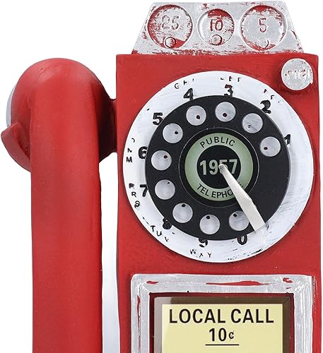 Miniatura 5 de Keenso Teléfonos retro ornamento vintage montado en la pared ornamento de teléfono para cafetería (rojo)