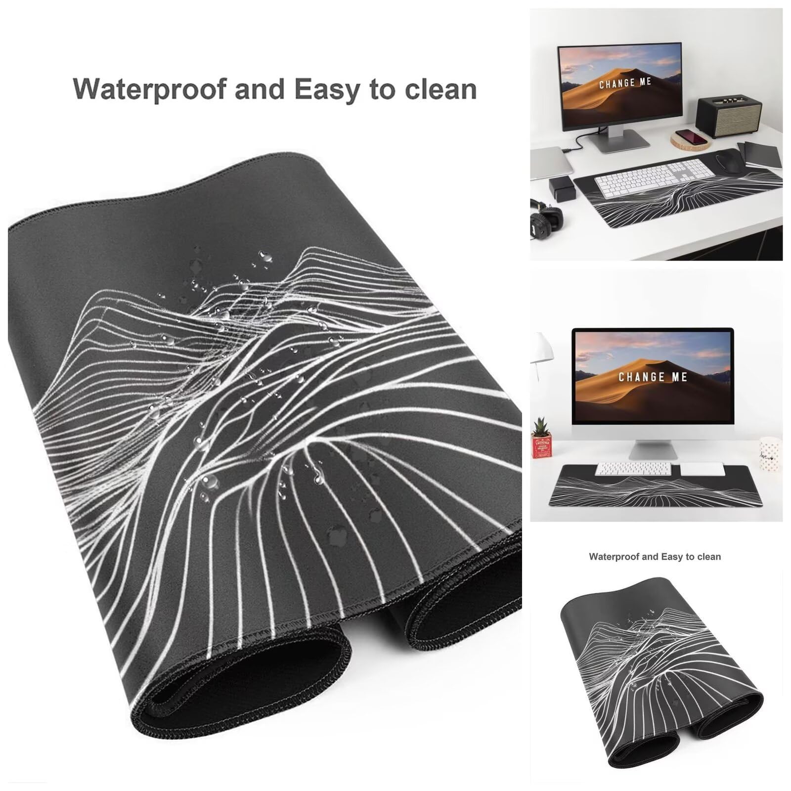 Alfombrilla Ratón Línea Alfombrilla Ratón XXL 1600 x 800 mm, Abstracto Mouse Pad Gaming con Bordes Cosidos, Impermeable Mousepad XXL Base de Goma Antideslizante Duradera, Mouse Pad para Oficina Q712