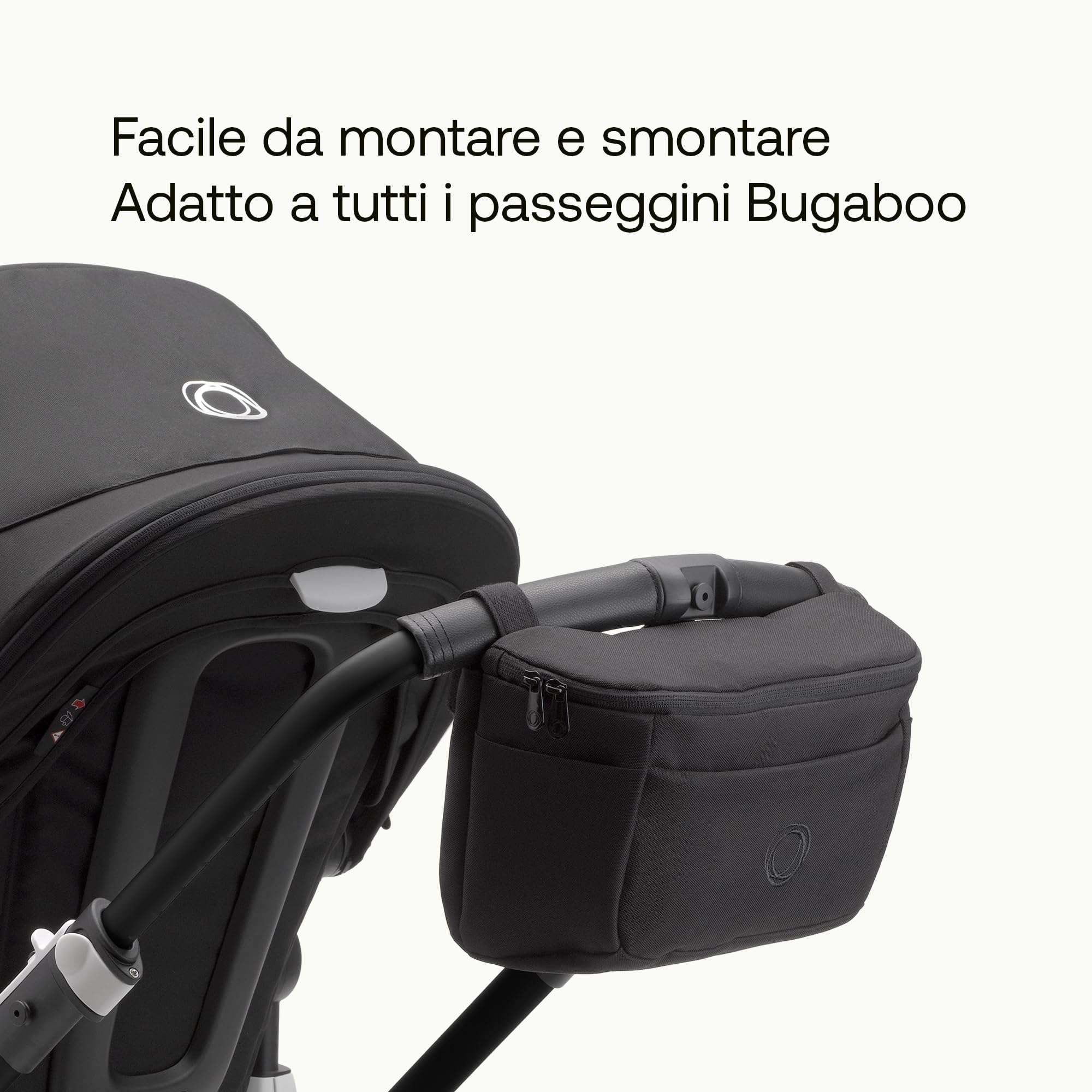 Bugaboo Organizer Multitasche Passeggino, Compatto e con Tasche Facili da Raggiungere, Accessorio Indispensabile per gli Oggetti Essenziali del Tuo Bambino, in Midnight Black