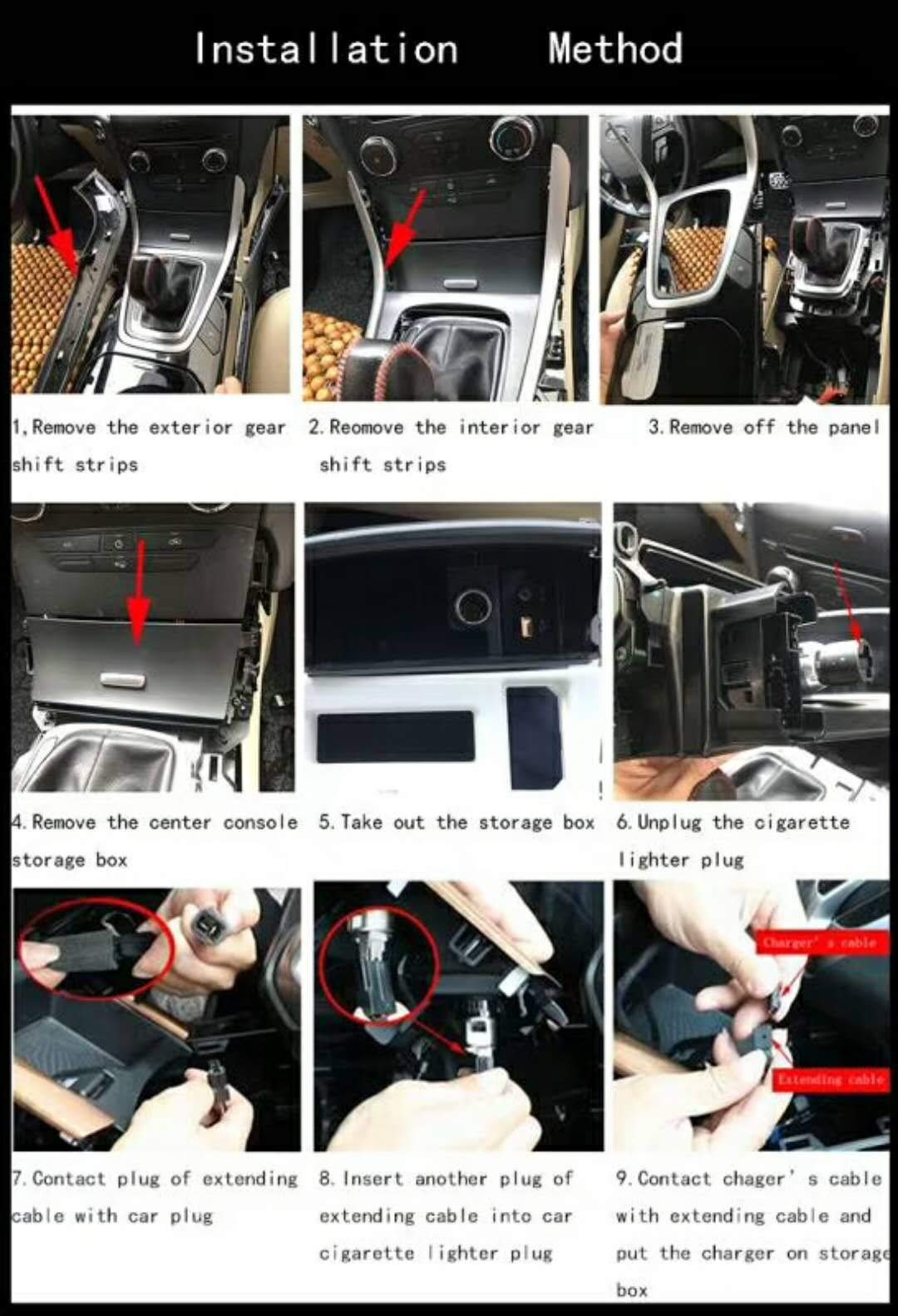 Cargador inalámbrico para teléfono de coche para Ford Edge 2018 2019, carga rápida, placa de almacenamiento de consola central, caja de almacenamiento Acce