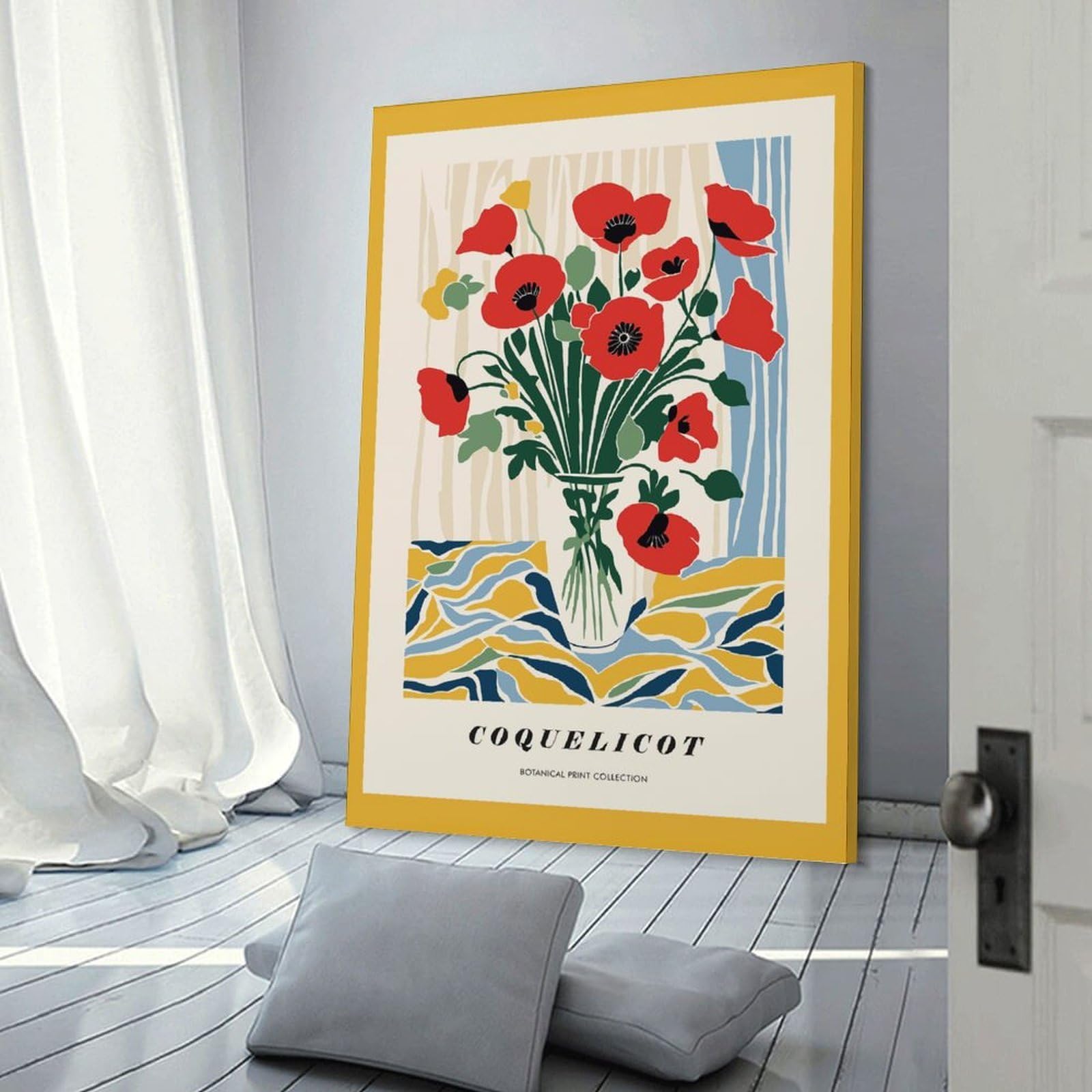 Junmoney Room Decor Wall Art Coquelicot Flowers Art, 12x18inch(30x45cm), for Gallery Wall Layouts in Home Or Office, Home Wall Art for Statement Displays