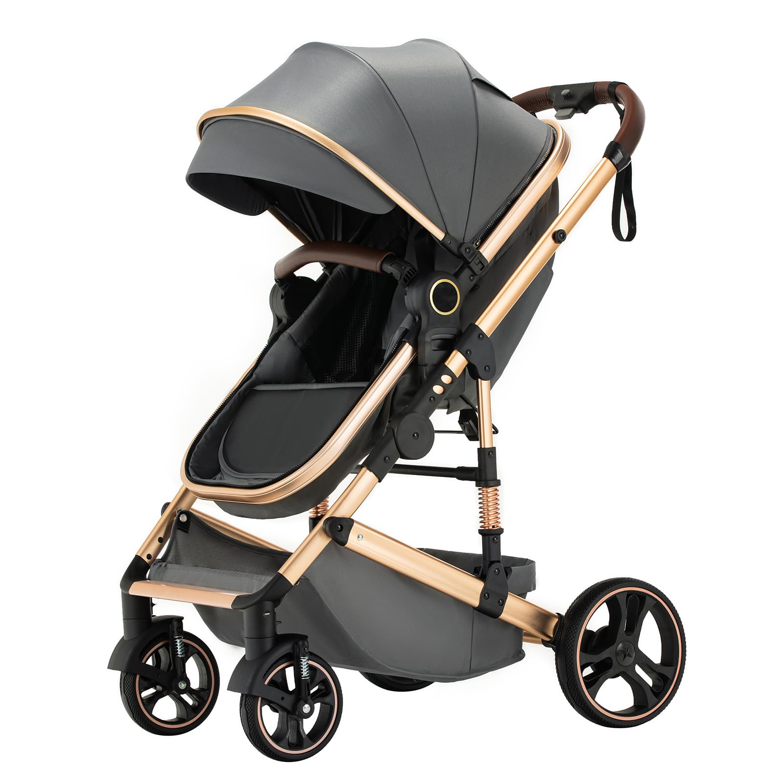 BEBBY Carrito Bebe 3 en 1, Cochecitos Combinados Portátil Plegable，3 Piezas Empuje Bidireccional Reversible, Cochecito Bebe Marco de Aleación Aluminio (H9-DARK GREY, H9)