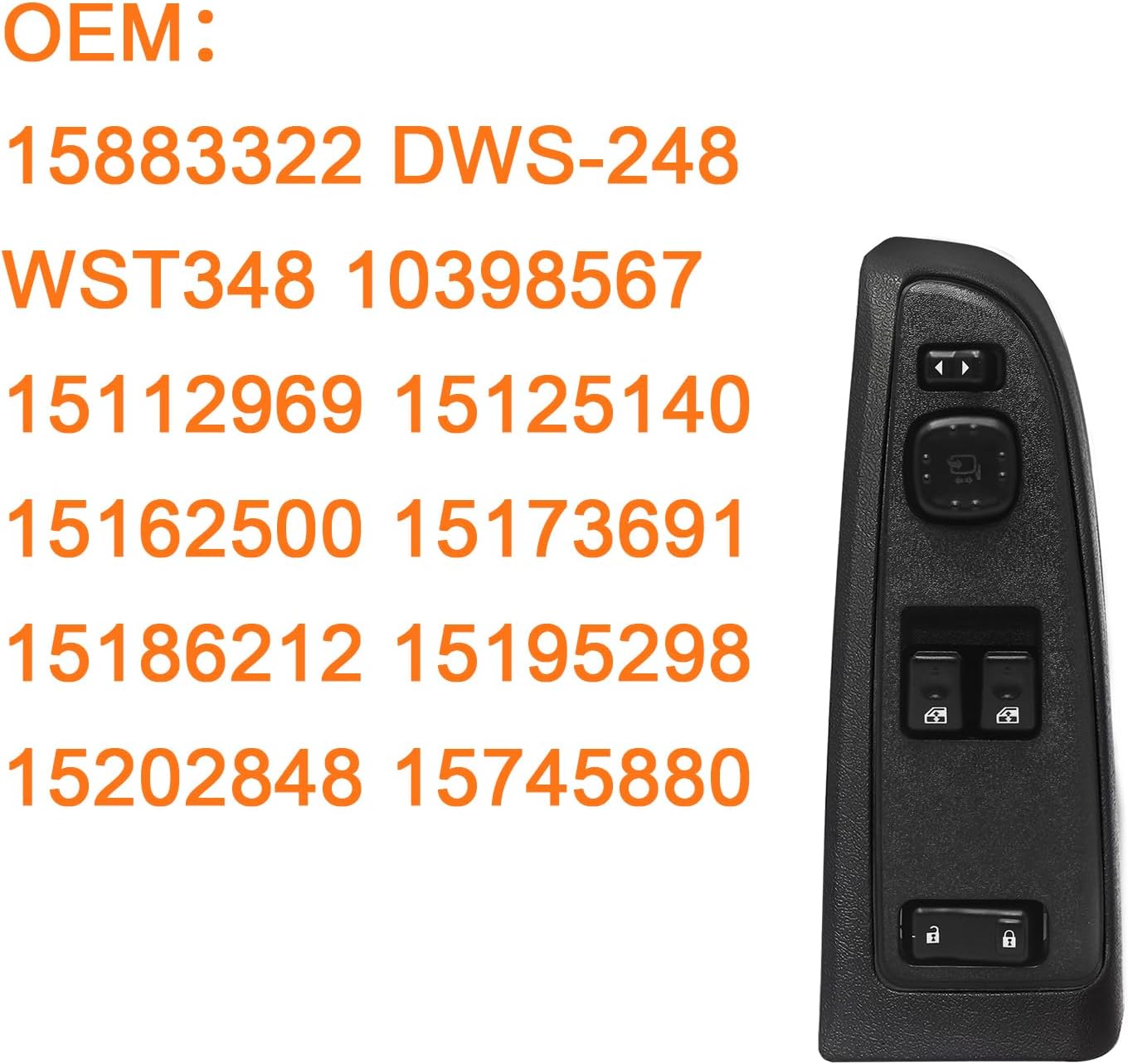 15883322 Master Power Window Switch &Bezel for 2003-2007 Chevy Silverado, 2003-2007 GMC Sierra | Replaces# DWS-248