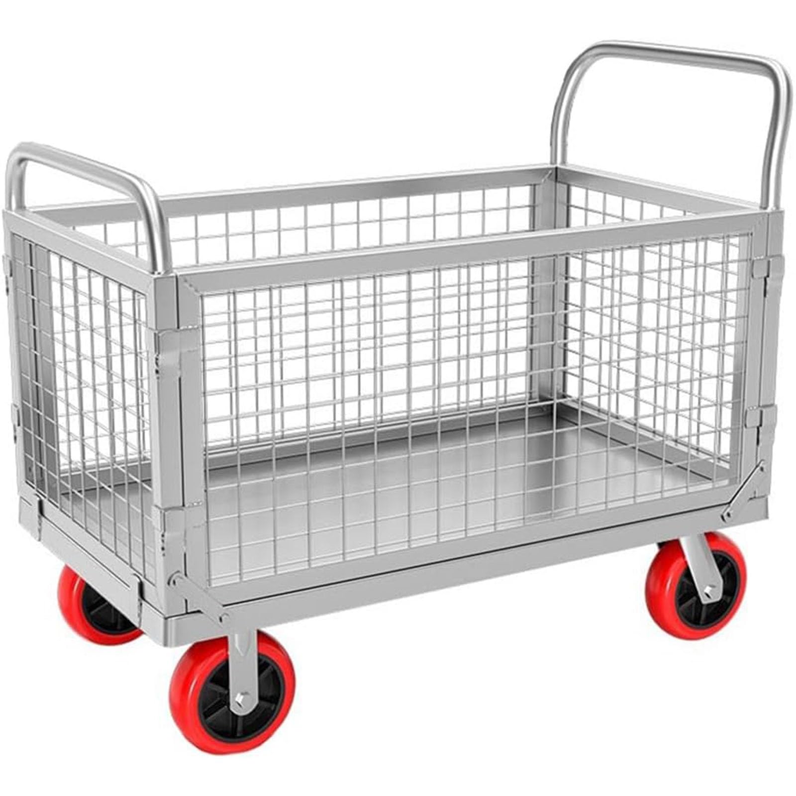 Wózek platformowy z klatką duży składany wózek płaski wózek ręczny wielofunkcyjny wózek płaski składany wózek klatkowy 600kg(120X60cm)