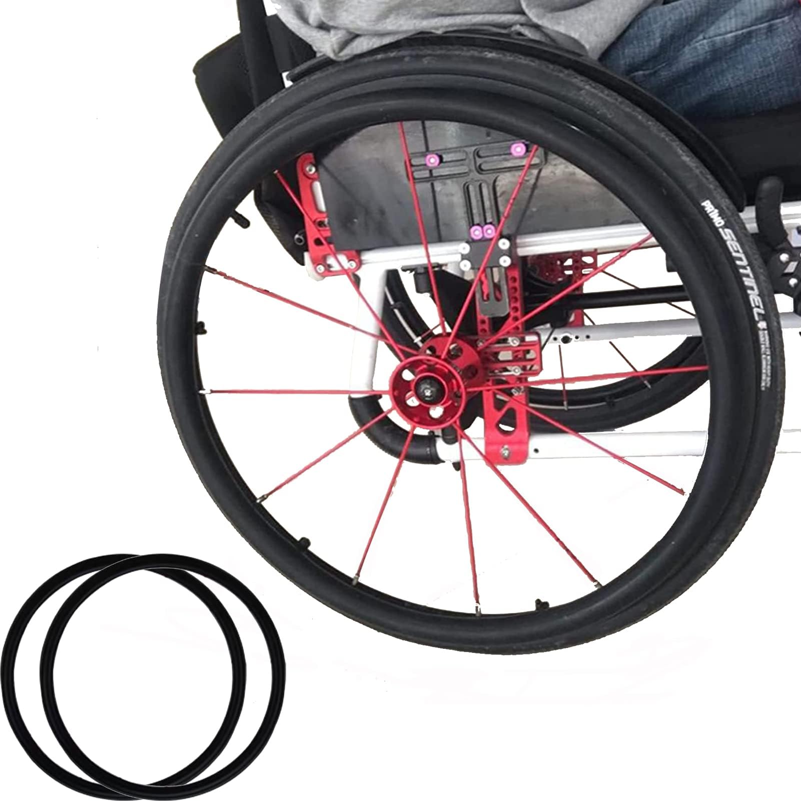 1 paio di coperture per bordo di spinta per sedie a rotelle, 50/56/61 cm, in silicone antiscivolo, resistenti all'usura, 55,9 cm