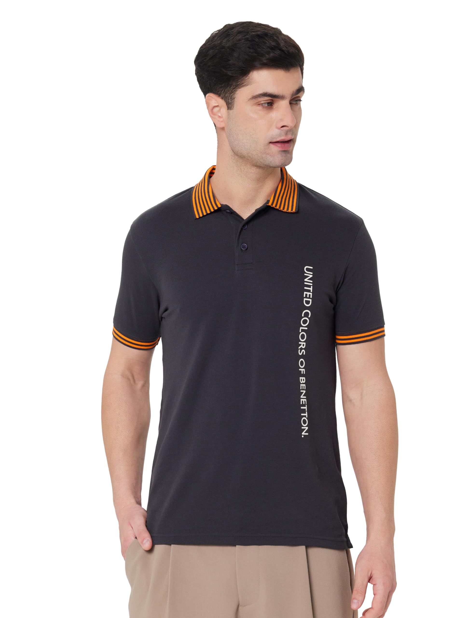 united colors of benetton Men's Solid Regular Fit Polo Shirt-picture-25