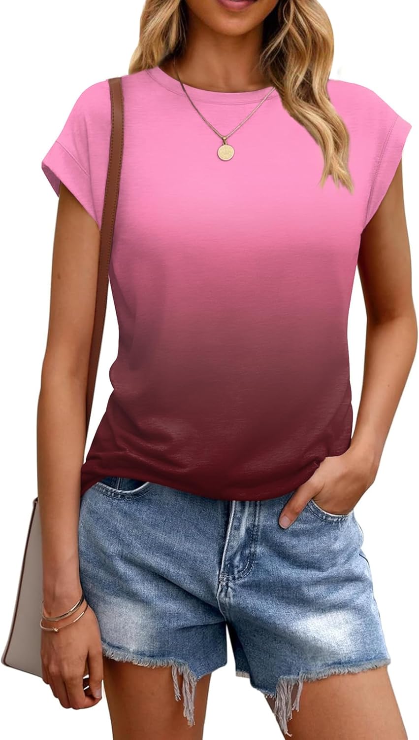 Zeagoo Womens Tank Tops Casual Basic T Shirts Loose Fit Crewneck Cap Sleeve Tee Summer Tops 2025