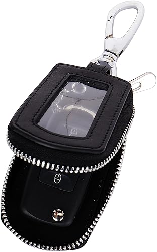 Funda universal para llavero de automóvil de alta calidad, funda de cuero para llavero, protector de llavero, soporte para llavero remoto (PW-negro)