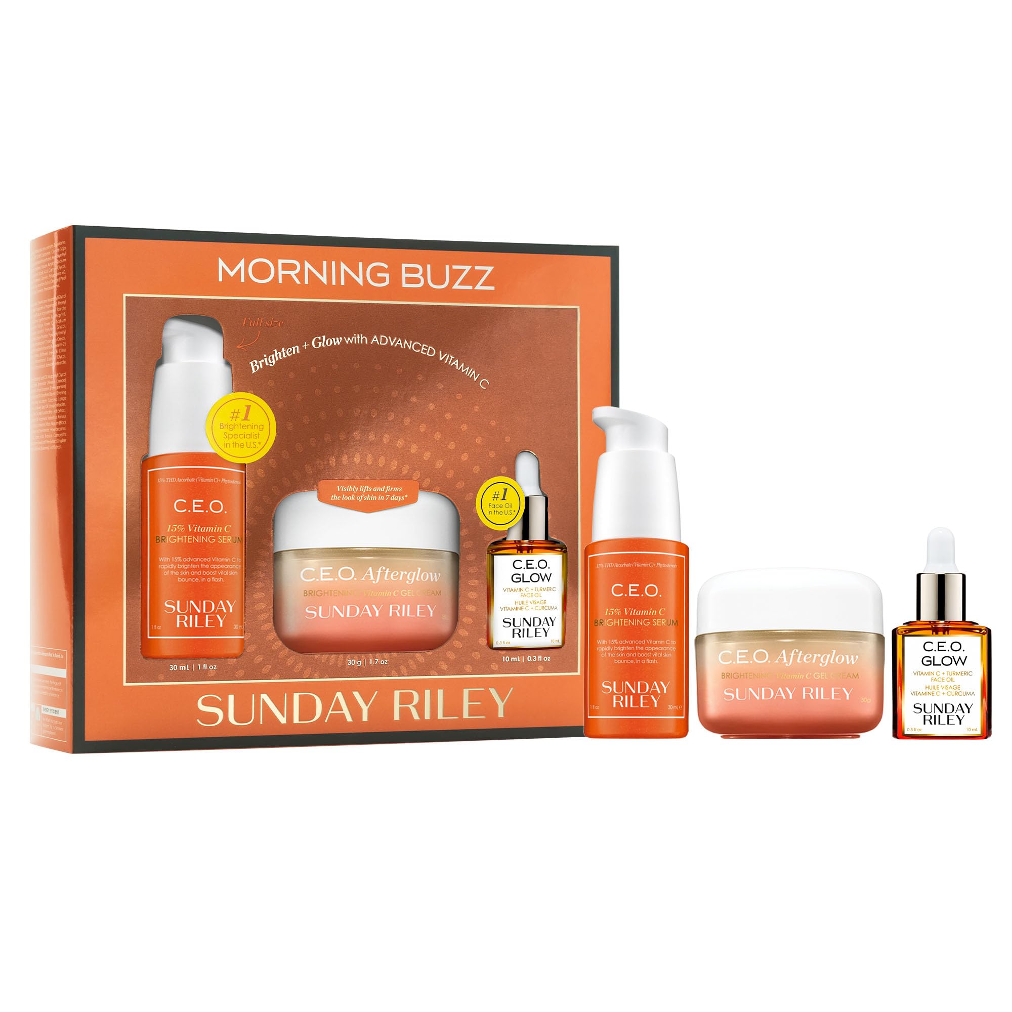 Sunday Riley Morning Buzz Vitamin C Brightening Trio Skincare Set
