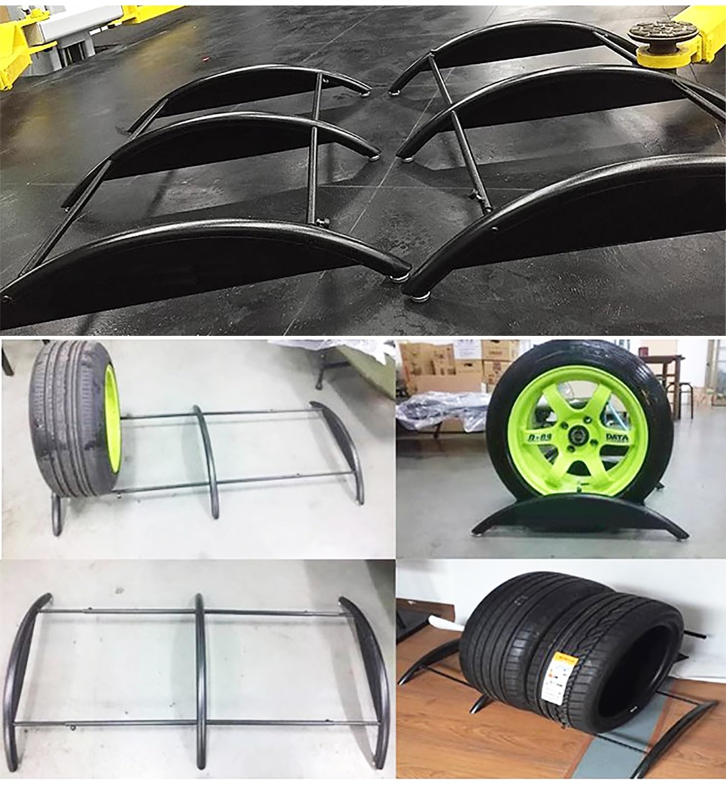 Reifenregal Schwarz Garagen-Reifenaufbewahrung Ausstellungsregal - Einfach Zu Montierendes Metall-Reifenregal, Für 1/2/4 Reifen, Verstellbare Reifenhalterung, Mit 200 Kg Tragkraft, 1 Reifenregal
