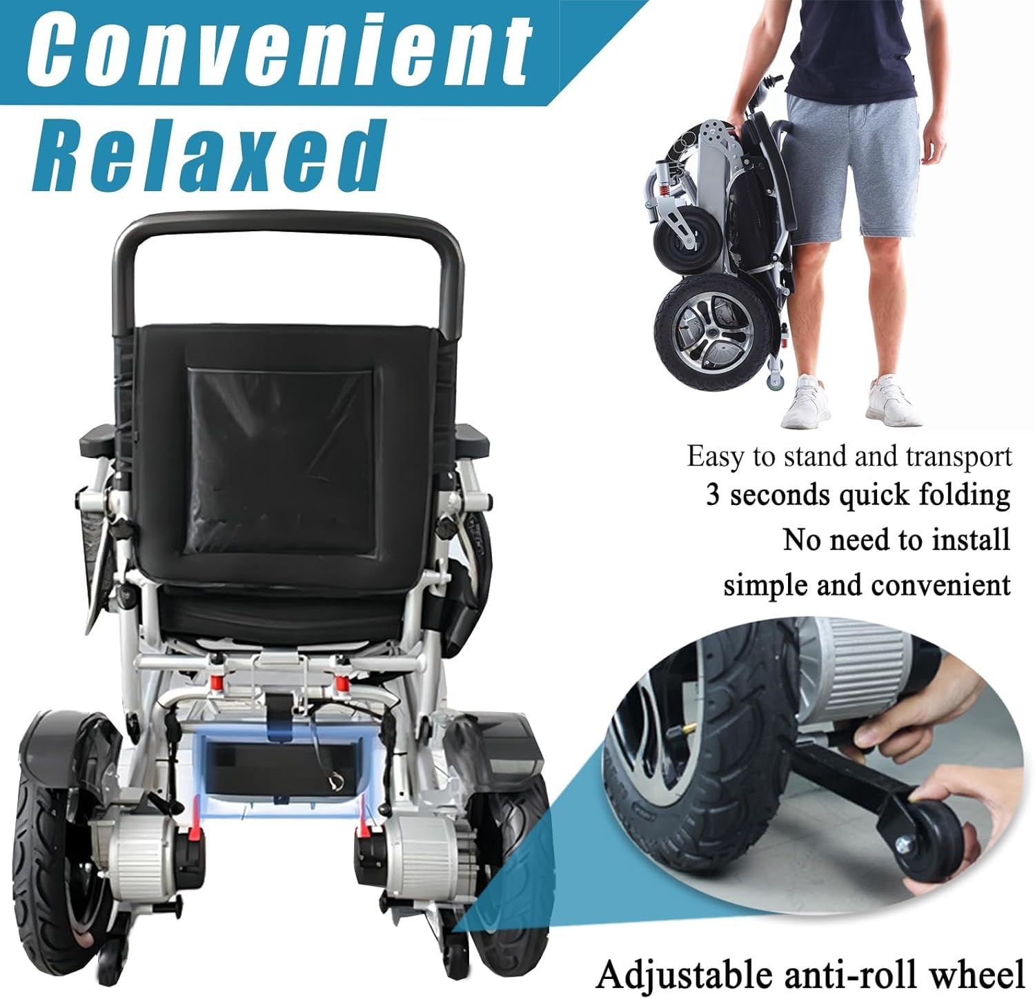 Silla Ruedas Eléctrica Plegable Ultraligera,Silla Ruedas Viaje Sillas Ruedas Eléctricas Ligeras Adultos Y Personas Mayores Soporte 150 Kg,Sillas Ruedas Eléctricas Todo Terreno