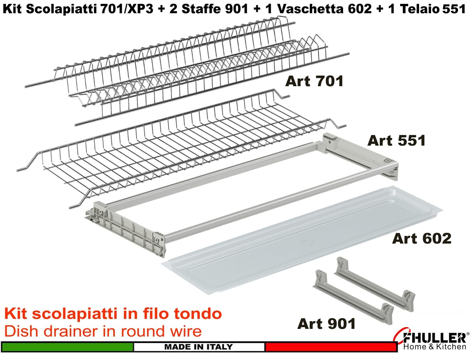 Scolapiatti Incasso Filo Acciaio Inox (NO Cromato o Verniciato Grigio) Per PENSILE 90 INTERNO 86,4 Misura Scolapiatti 85,6-701/90 XP3 Griglia Portapiatti+Bicchieri + 2Staffe+Vaschetta+Telaio