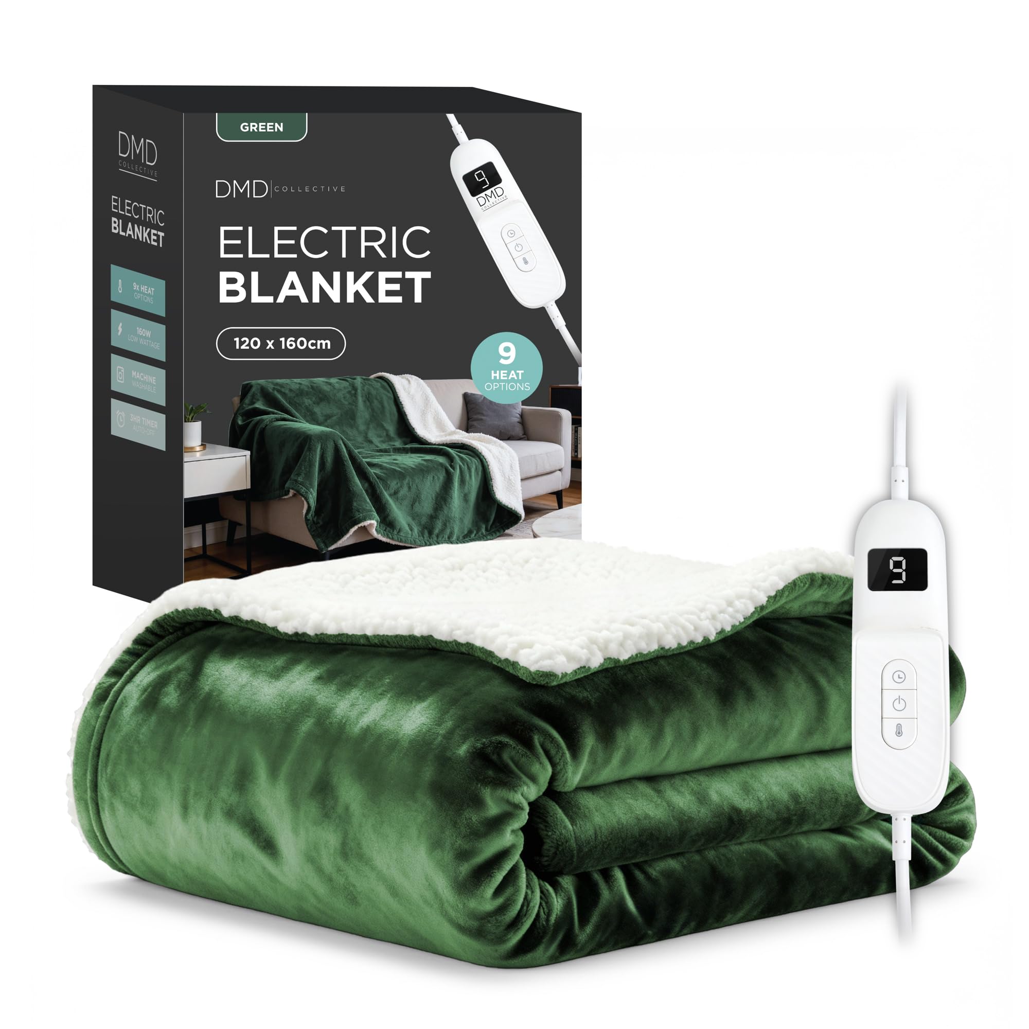 DMD Collective - Heated Blanket, Electric Blanket 120x160cm, Green