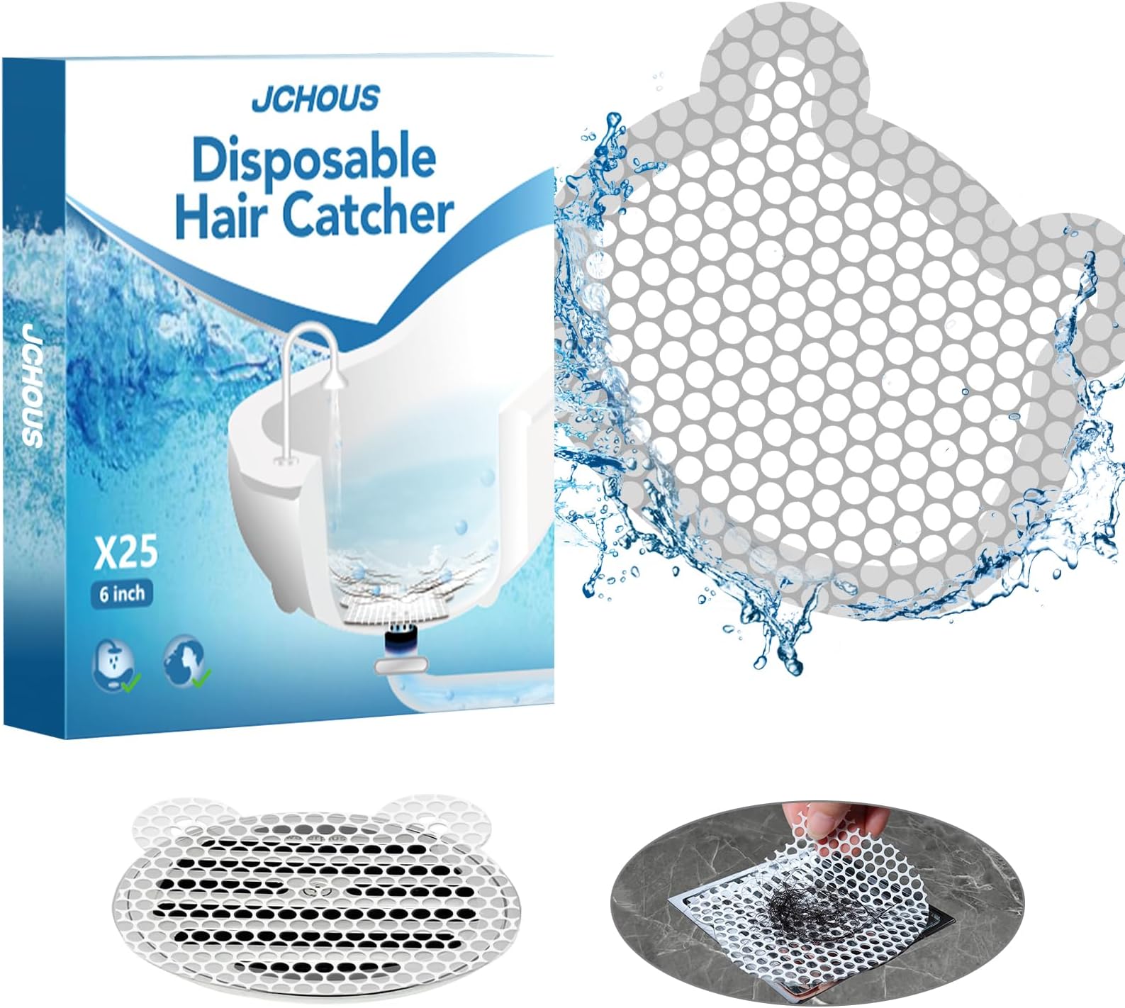 wudianbanCC Cutable Shower Drain Hair Catcher,Disposable Shower Drain