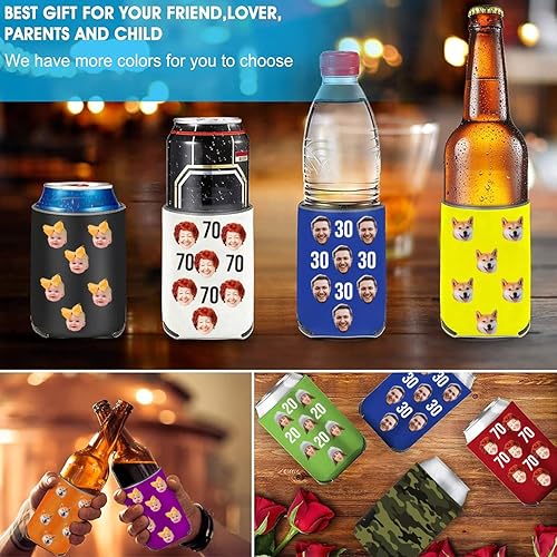 Miniatura 5 de Enfriadores de cerveza personalizados con funda para fotos de cara, 1 a 150 unidades, enfriadores de latas divertidos personalizados a granel,