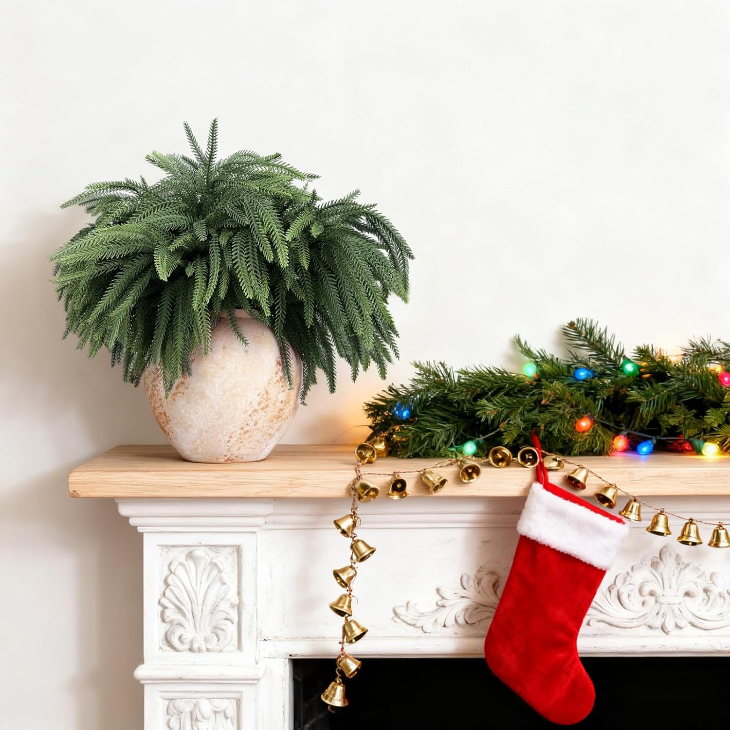 16 Pcs Real Touch Norfolk Pine Branches, 18" Artificial Pine Branches Faux Christmas Greenery, Evergreen Norfolk Pine Stems Picks for Vase DIY Crafts Christmas Decorations Indoor Home Décor - Image 3