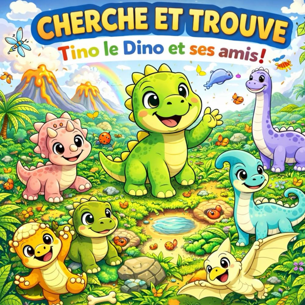 Cherche et trouve Tino le Dino et ses amis: Livre pour enfants – Cherche et Trouve Dinosaure – Activités et jeux pour 3-7 ans