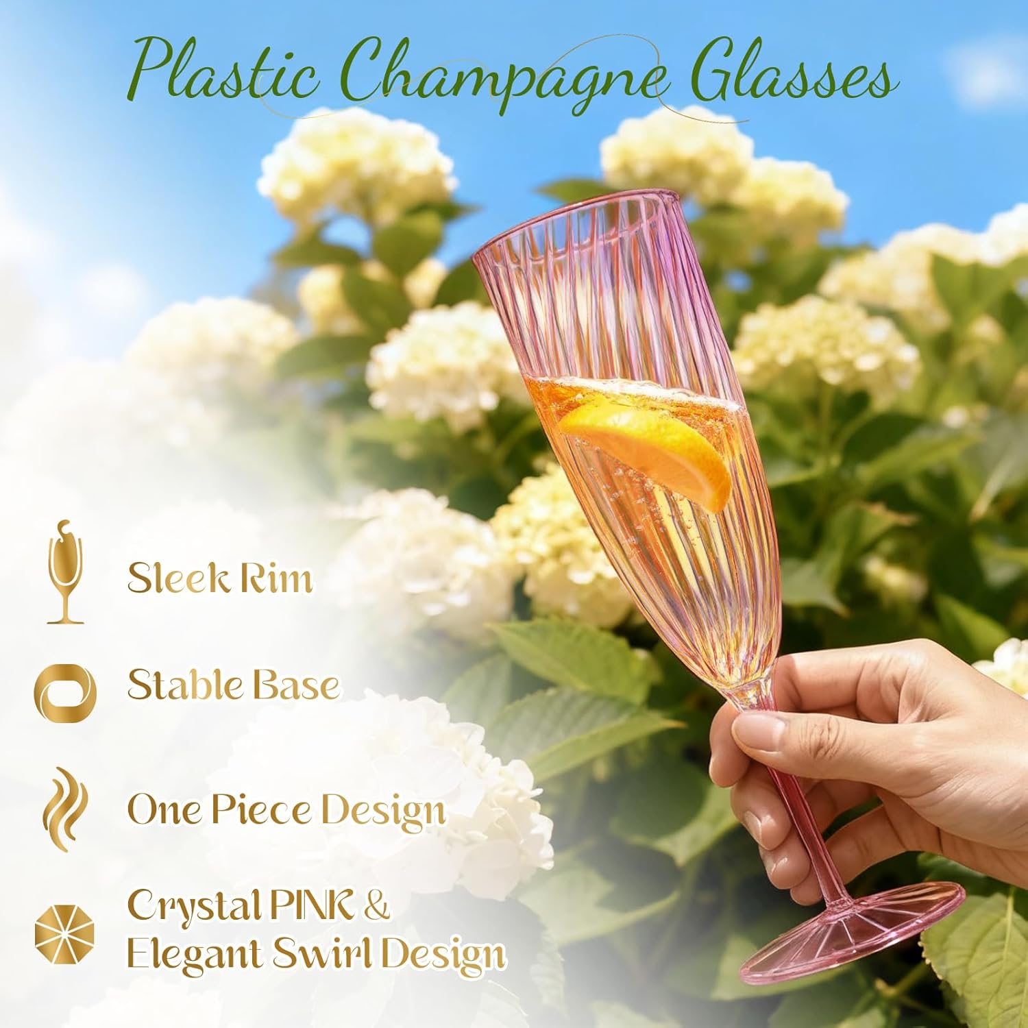 48 PCS Plastic Champagne Flutes Disposable, 6 Oz Pink Plastic Champagne Glasses Reusable Wine Cocktail Cups for Weddings Parties Drinking Toasting Home Daily Life (Pink) - Image 3