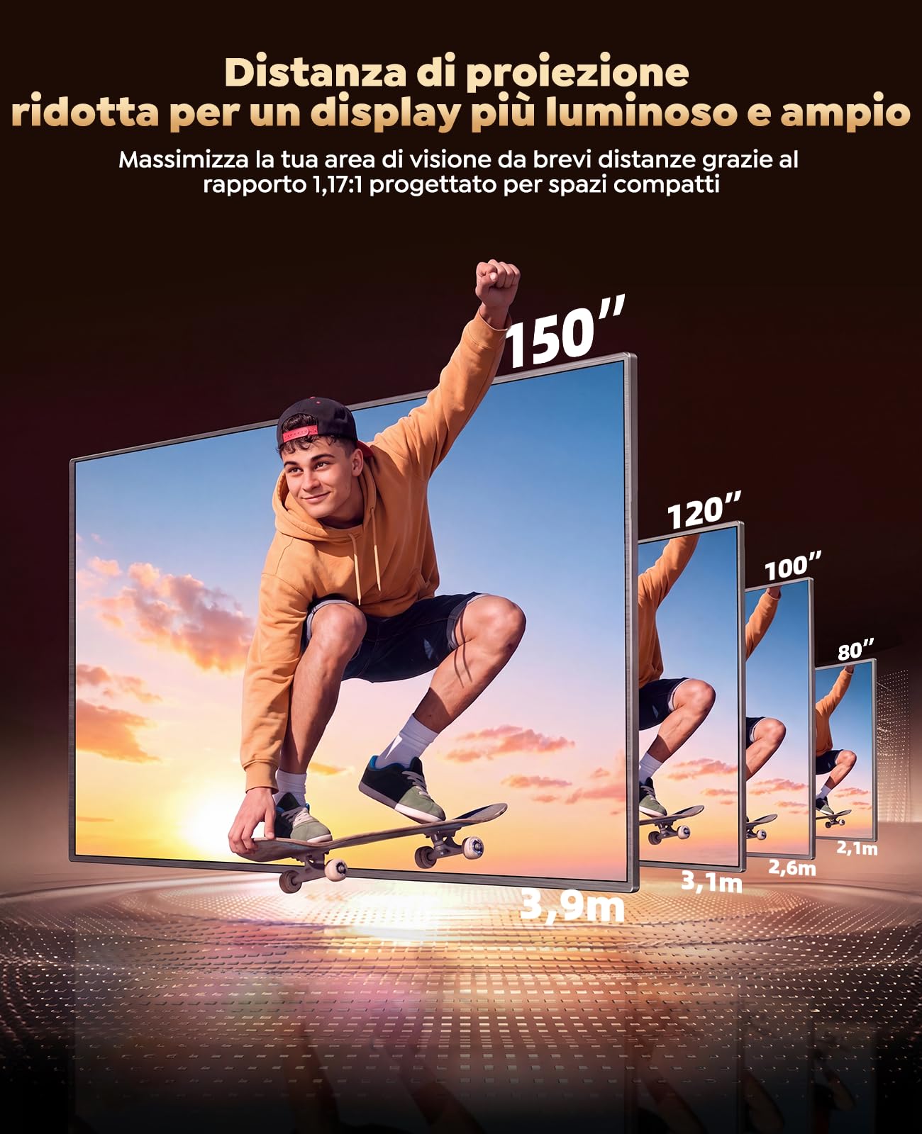 Proiettore 4K【Google TV, 1200 ANSI, 360° Rotazione, 30W HiFi】Videoproiettore HDR10 Auto Focus e 6D Keystone, WiFi Bluetooth, Proiettore Portatile Controllo Vocale, Projector Soffitto e Home Cinema