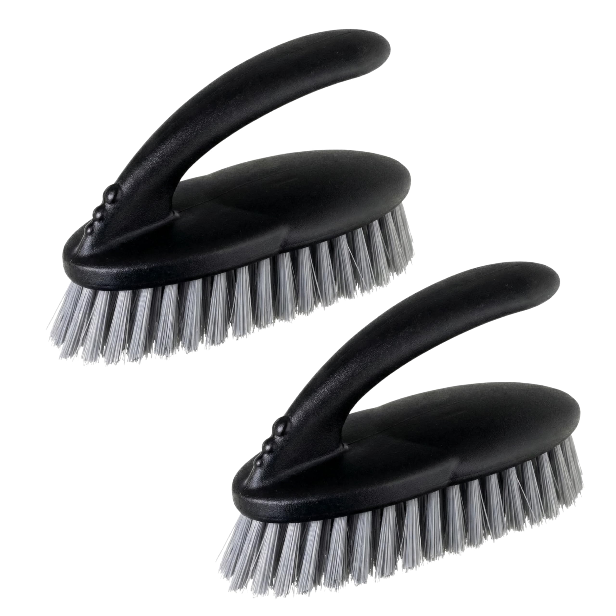 Vigar Paquete de 2 Cepillos Multifuncionales, Cerdas Duras y Resistentes, Cepillo para Fregar con Mango Ergonómico para Baño, Ducha, Bañera, Azulejos, Pared, 16x7x9cm, Negro