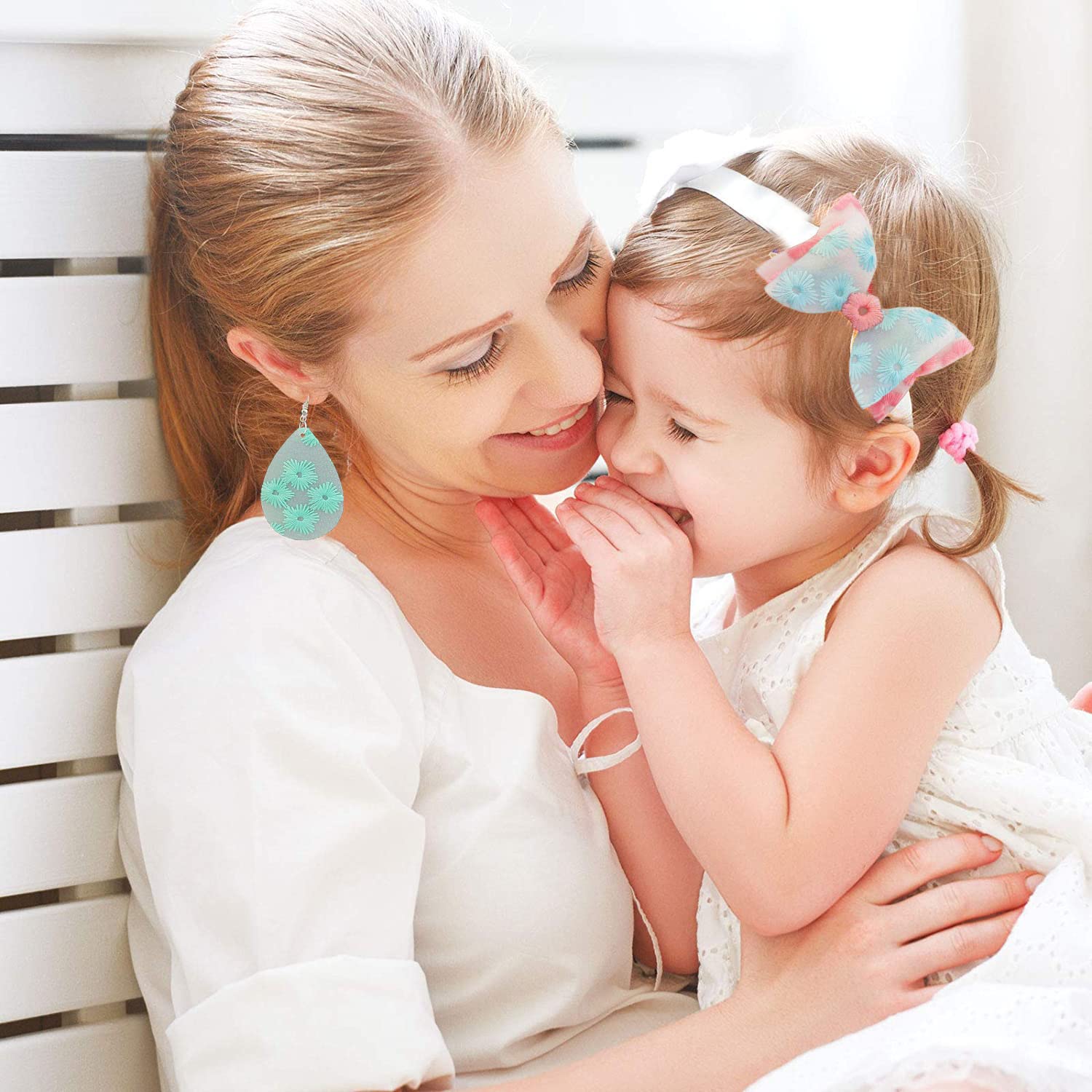 6 Pcs Translucent Jelly Faux Leather Sheets for Earrings Bows Making, EVA Material Embroidery Daisy Overlay Synthetic Fabric for DIY Hair Bow Purses Crafts 8.2x11.8inch