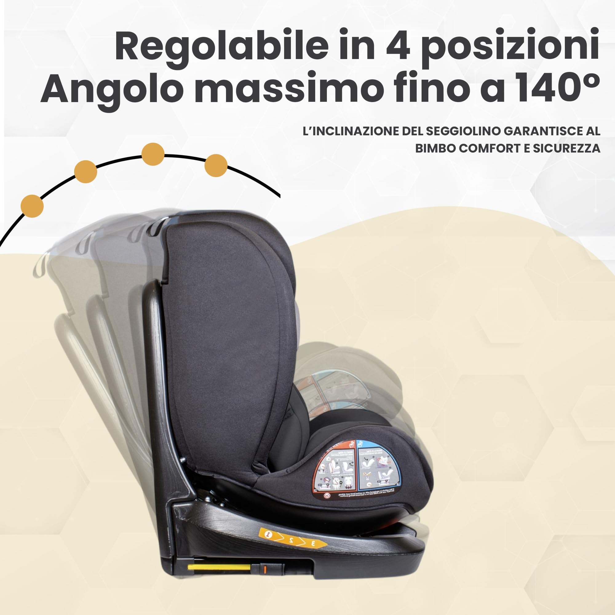 MEIN I-Size Seggiolino Auto 0-36 kg Isofix per 40-150 cm Seggiolino Auto Girevole a 360° con Seduta Reclinabile e Cintura di Sicurezza 5 Punti Gruppo 0+ 1/2/3 ca. 0-12 anni