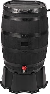 RTS Home Accents Premium 55-Gallon Eco Rain Barrel with Removable Lid, F...