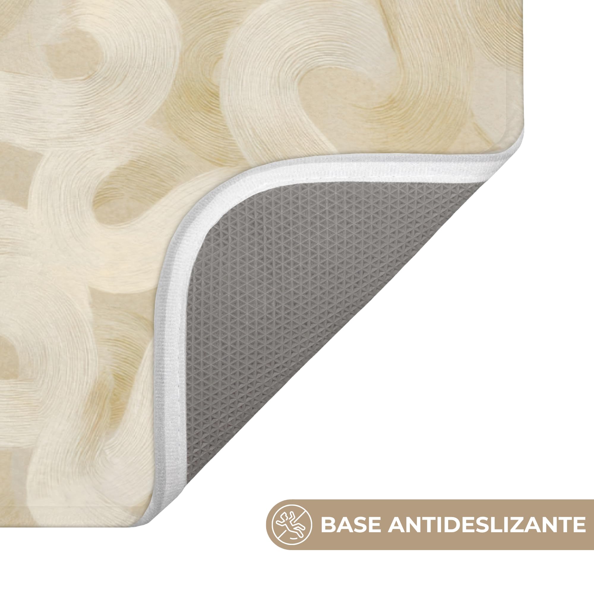 Bath Mat Rectangular 90x60 cm Alfombra Baño Alfombrilla Alfombras Ducha Lavable Antideslizante Tapete Banheiro Decoración Abstracto - Líneas - Beige
