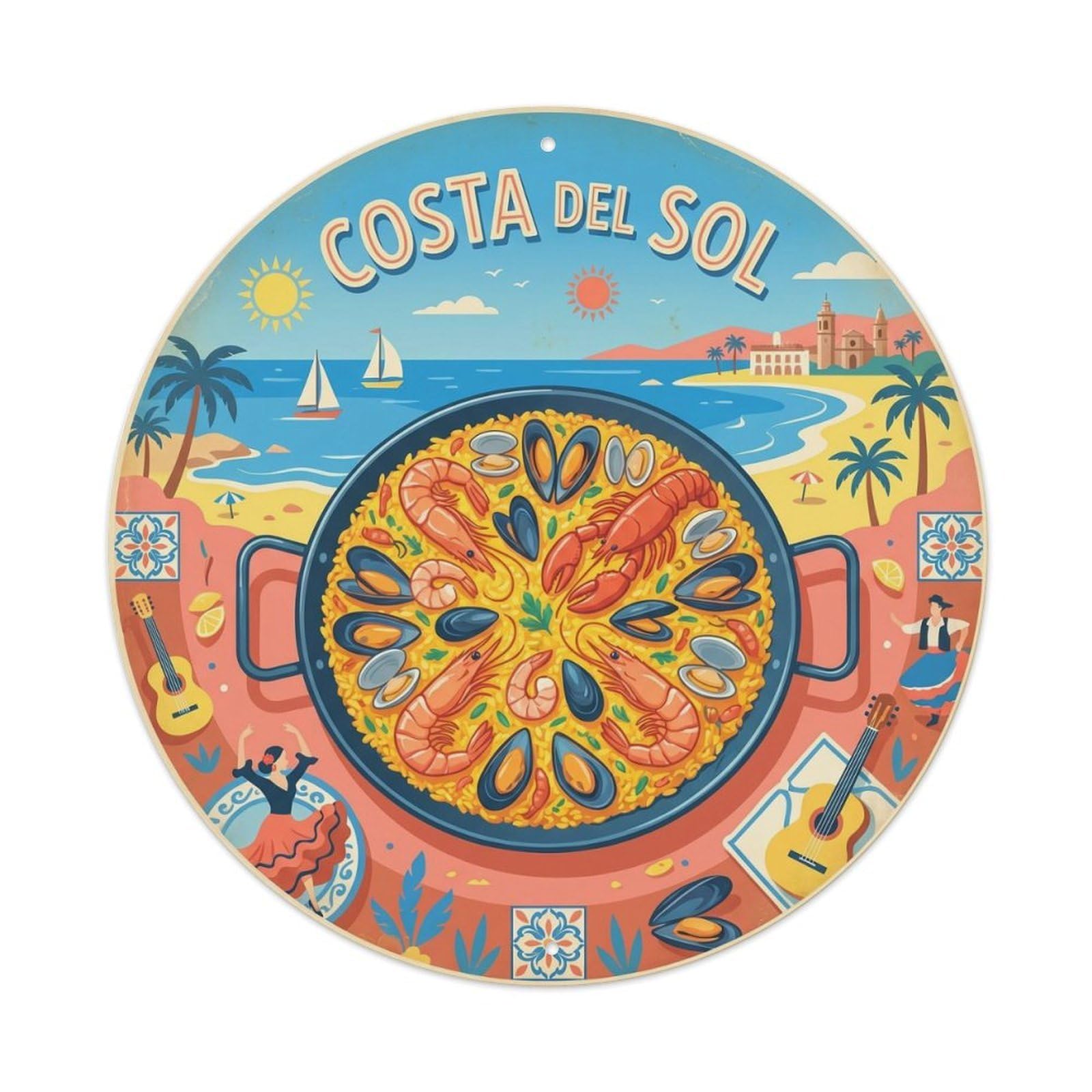 Paella Heritage Travel Cuisine Spanish Food Culture Metal Tin Sign