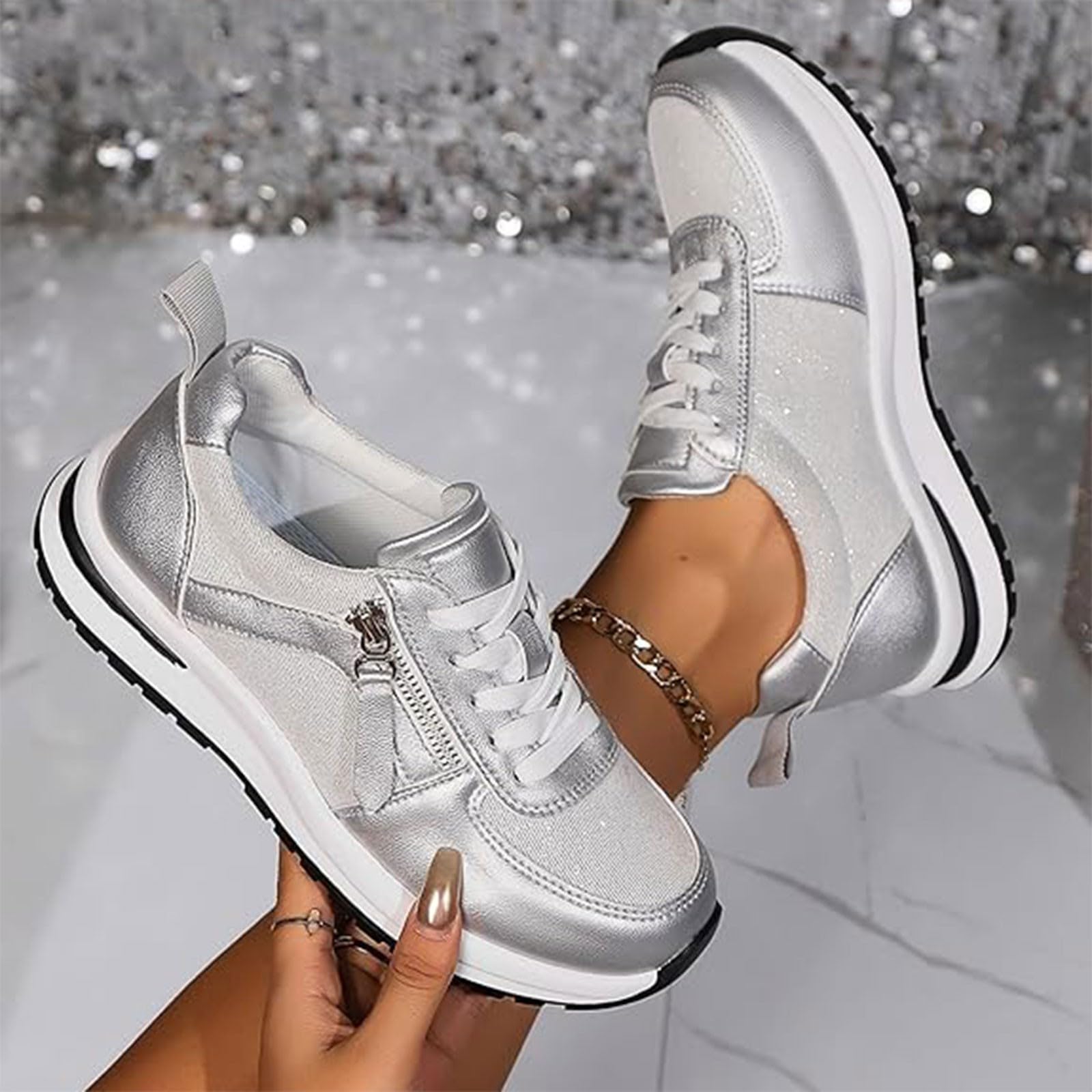 Scarpe da Camminata Donna Comode Pianta Larga Scarpe Sneakers Donna Bianche | Tennis Camminata in Tessuto Sintetico per Allenamento Palestra Sneakers Ragazza Concezione Ergonomica Pelle Sintetica