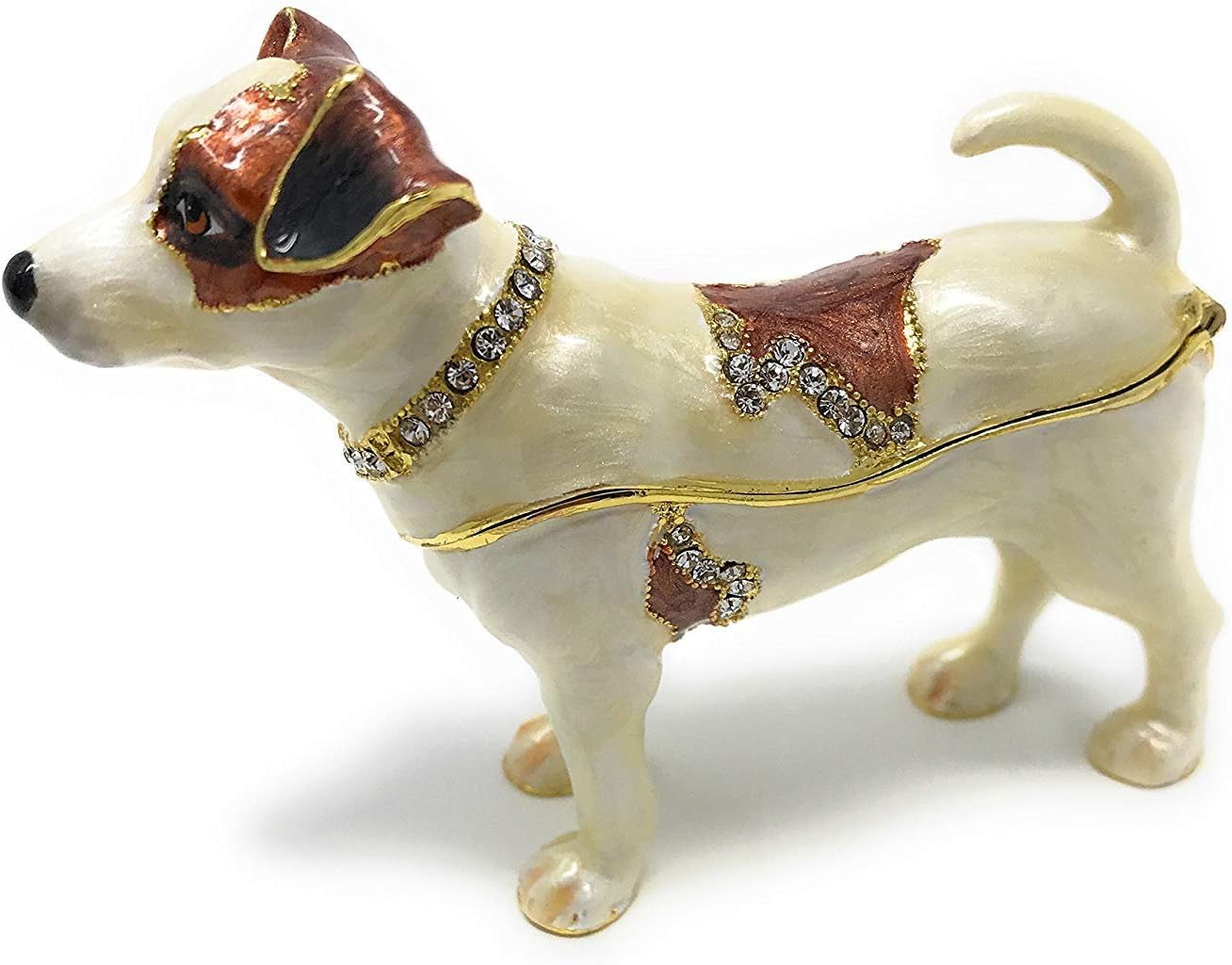 Enameled Jack Russell Terrier Dog Trinket Box, Accented with Austri