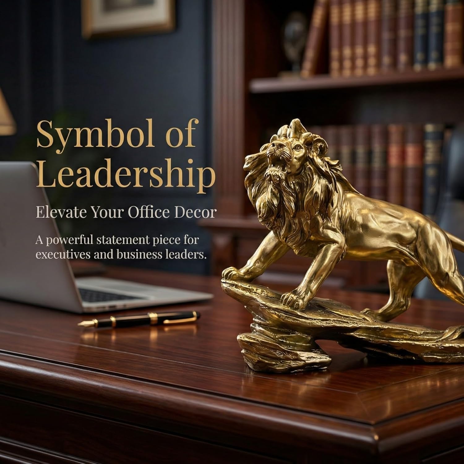Lion Statue Figurine Sculpture Resin Collectible Gifts for Lion Office Home Decor Desk Accessories Decoration Garden Figurines Outdoor Decor Gold (Gold)