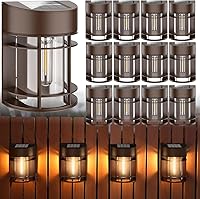 Vista 12 de Luces Solares de Valla, 8 Piezas de Luz de Cubierta Alimentadas por Energía Solar, Luces Solares Impermeables para Exteriores Decorativas