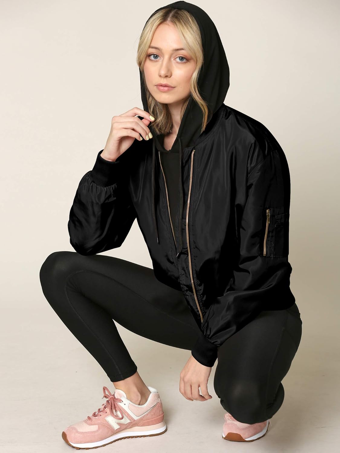 Lock and Love Women's Classic Lightweight Jacket Multi Pocket Windbreaker Bomber Jacket - Image 4