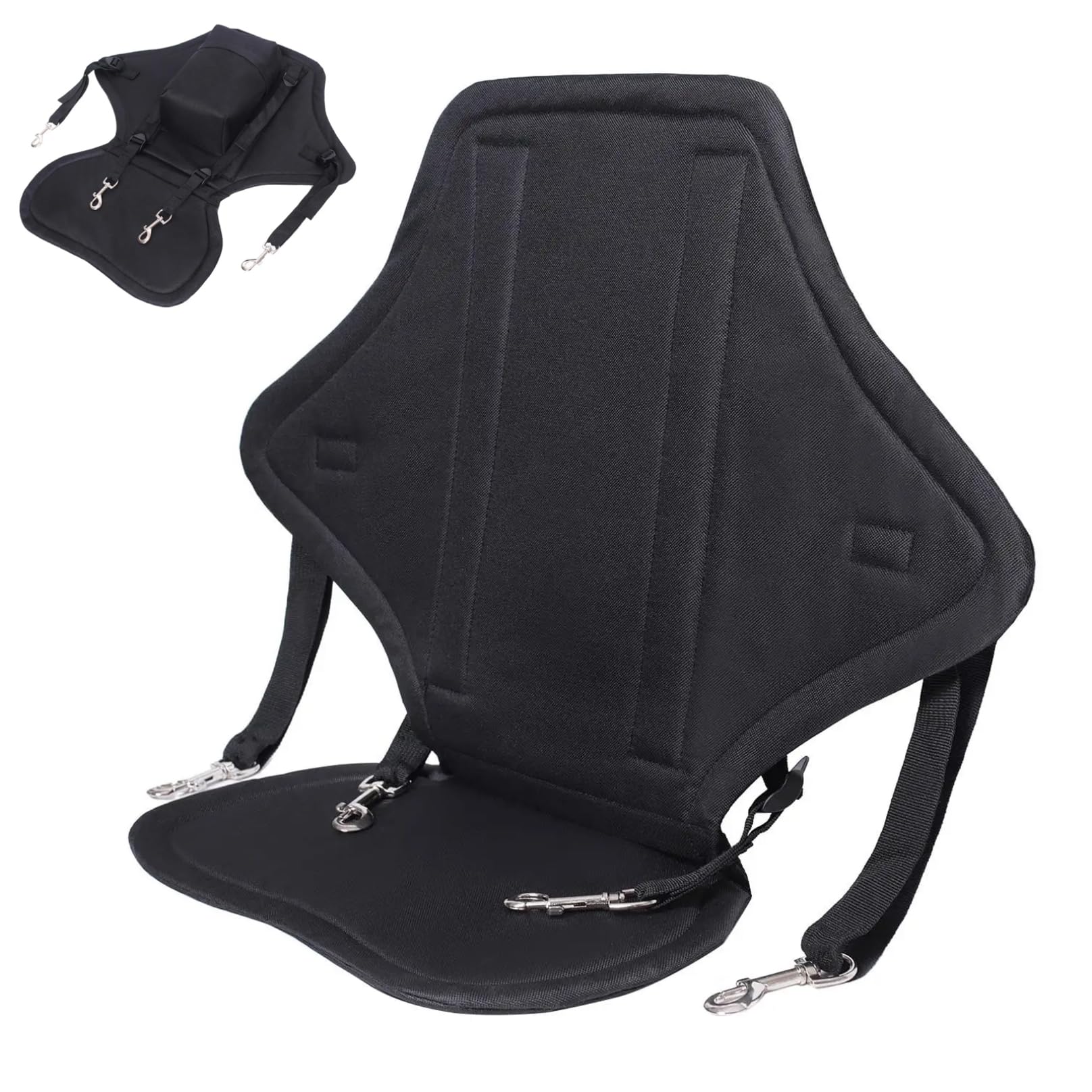 Siège de kayak 1pc avec siège à paddle réglable en nylon avec un siège de canoë réutilisable détachable avec sac de rangement accessoires en kayak noir